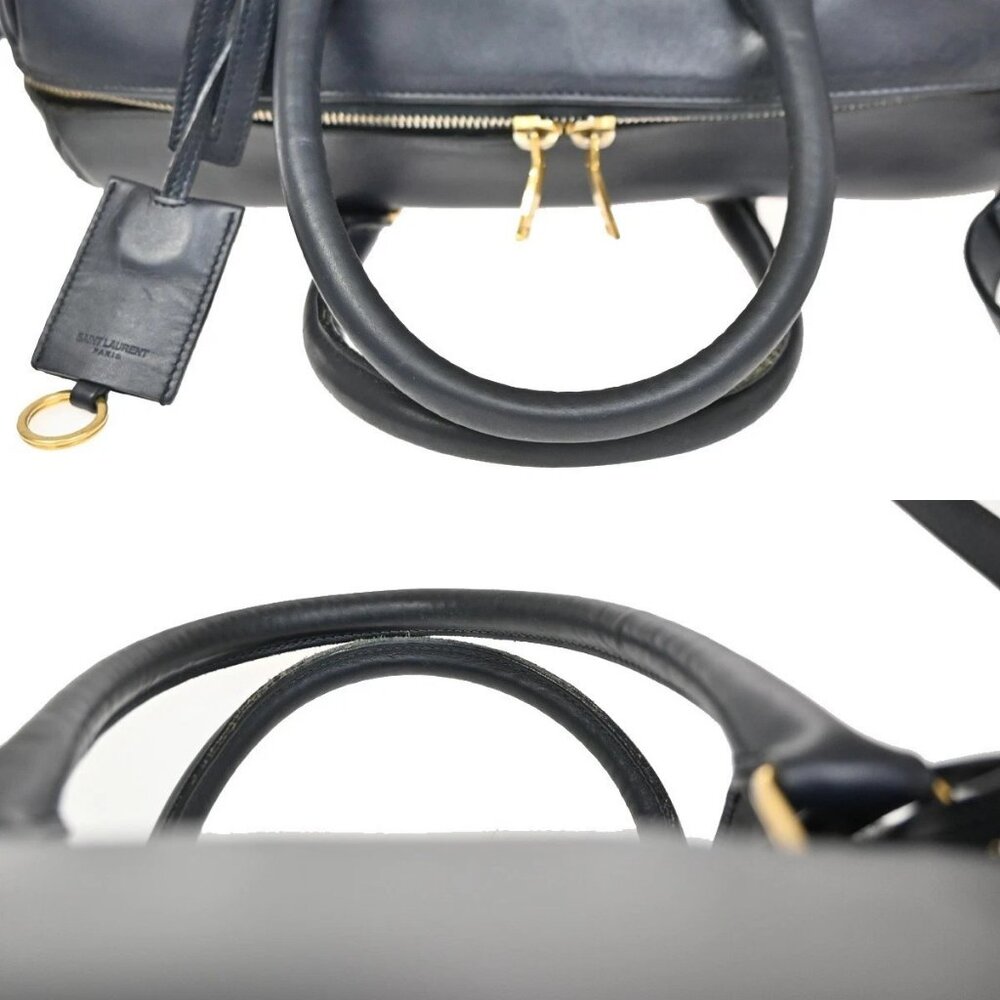 SAINT LAURENT Class Duffle 2way Shoulder Handbag Leather Blue GHW Italy 37ZA042 - Picture 15 of 16